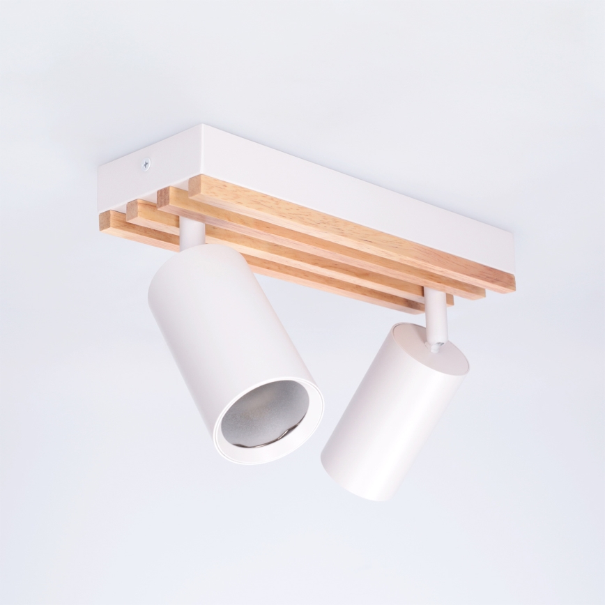 Brilagi - Luminária spot SELE WOOD ACOUSTIC 2xGU10/30W/230V branco/madeira