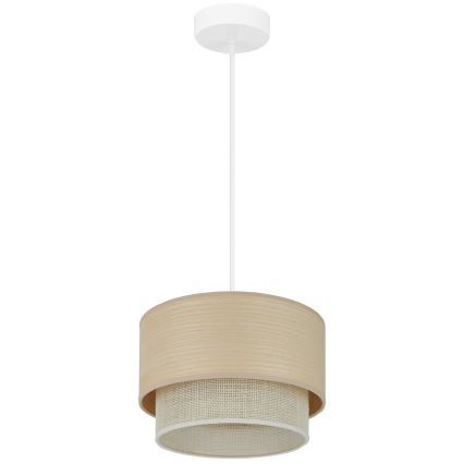 Brilagi - Candeeiro suspenso com cabo ARIZONA BOHO 1xE27/15W/230V diâmetro 25 cm bege/branco