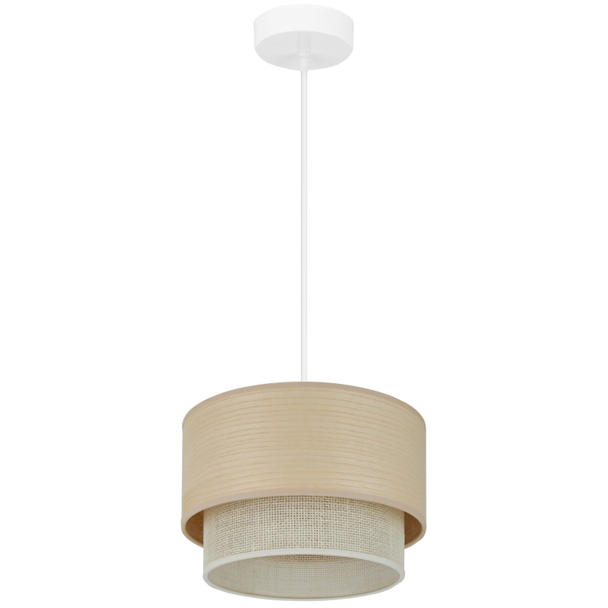 Brilagi - Candeeiro suspenso com cabo ARIZONA BOHO 1xE27/15W/230V diâmetro 25 cm bege/branco