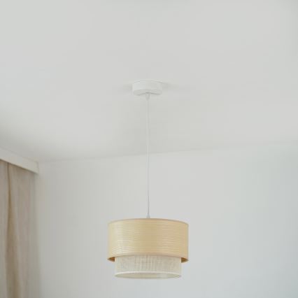 Brilagi - Candeeiro suspenso com cabo ARIZONA BOHO 1xE27/15W/230V diâmetro 25 cm bege/branco