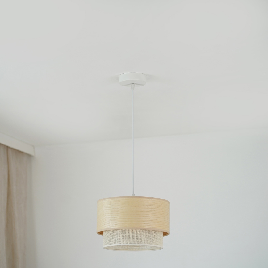 Brilagi - Candeeiro suspenso com cabo ARIZONA BOHO 1xE27/15W/230V diâmetro 25 cm bege/branco