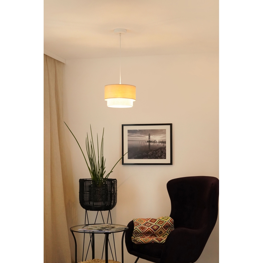 Brilagi - Candeeiro suspenso com cabo ARIZONA BOHO 1xE27/15W/230V diâmetro 25 cm bege/branco