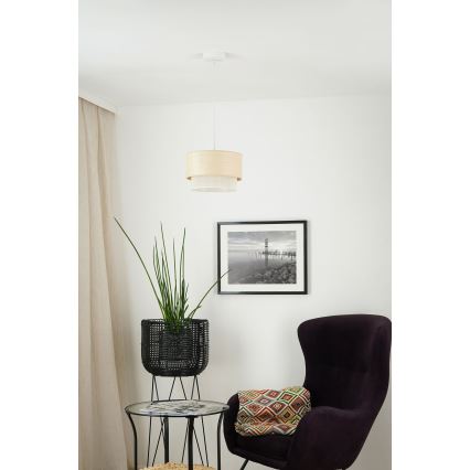 Brilagi - Candeeiro suspenso com cabo ARIZONA BOHO 1xE27/15W/230V diâmetro 25 cm bege/branco