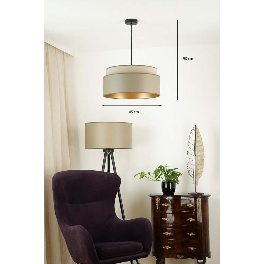 Brilagi - Candeeiro suspenso em cabo OREGON VEGE 1xE27/15W/230V diâmetro 45 cm cinza