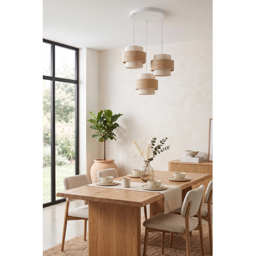Brilagi - Luminária suspensa por cabo SPACE 3xE27/60W/230V, diâmetro 40 cm, bege/creme