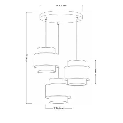 Brilagi - Luminária suspensa por cabo SPACE 3xE27/60W/230V, diâmetro 40 cm, bege/creme