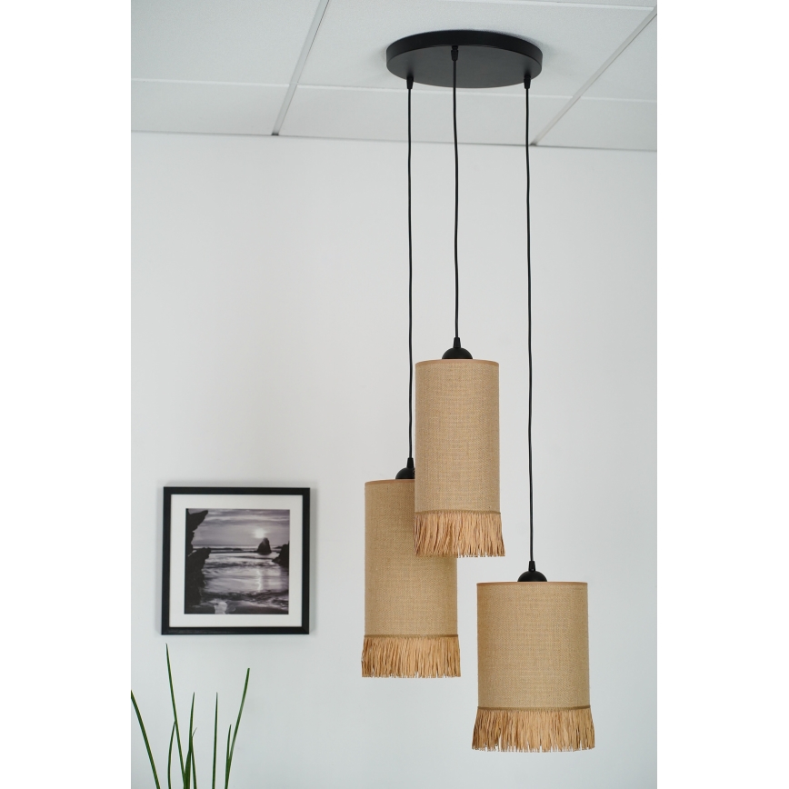 Brilagi - Candeeiro suspenso em cabo WINNETOU TUBES 3xE27/15W/230V castanho/preto