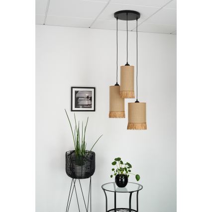 Brilagi - Candeeiro suspenso em cabo WINNETOU TUBES 3xE27/15W/230V castanho/preto