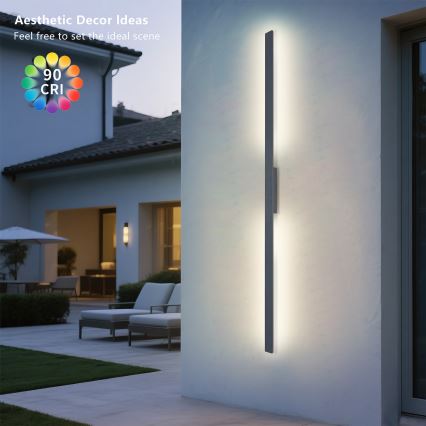 Brilagi - Aplique de parede LED para exterior LUNA LED/30W/230V 3000K IP65 150 cm antracite CRI 90