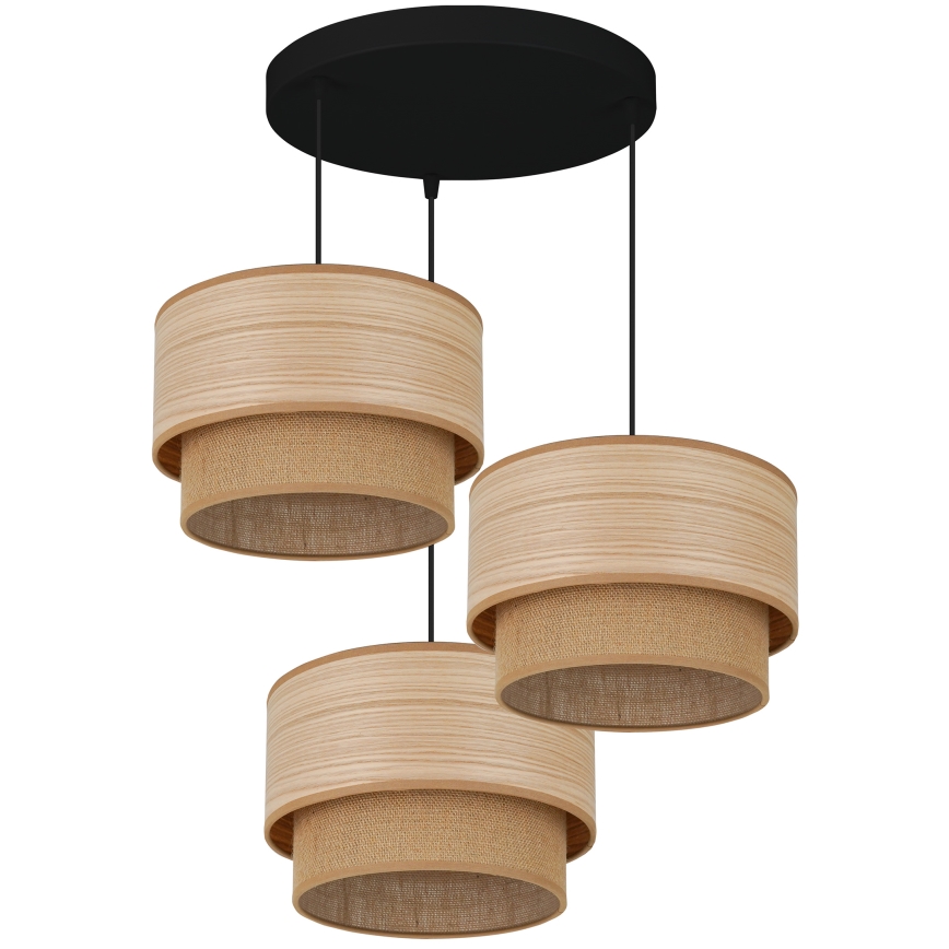 Brilagi - Lustre suspenso em cabo MONTANA BOHO 3xE27/15W/230V castanho/preto