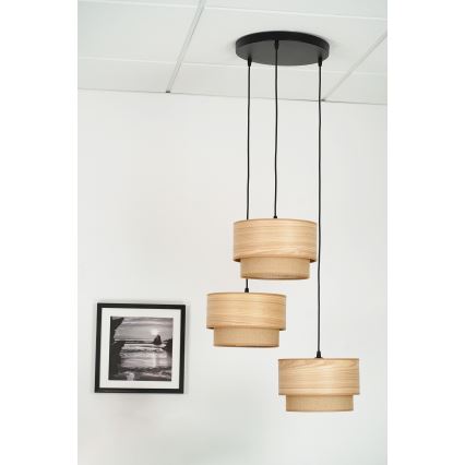 Brilagi - Lustre suspenso em cabo MONTANA BOHO 3xE27/15W/230V castanho/preto