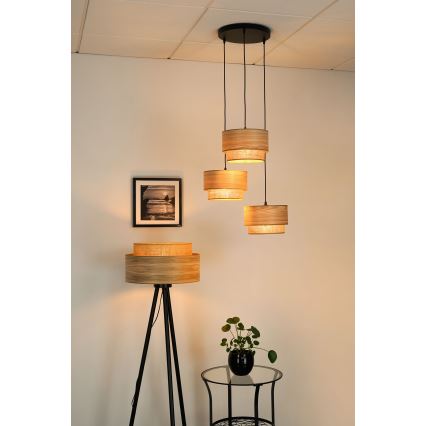 Brilagi - Lustre suspenso em cabo MONTANA BOHO 3xE27/15W/230V castanho/preto