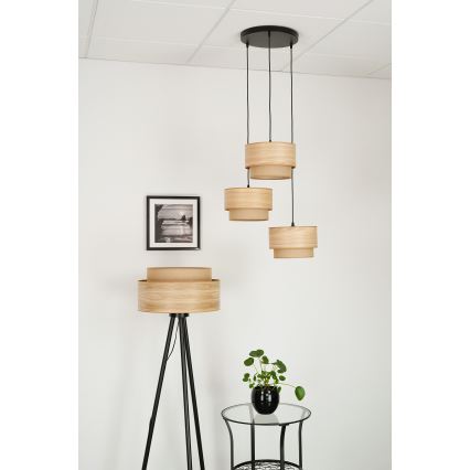 Brilagi - Lustre suspenso em cabo MONTANA BOHO 3xE27/15W/230V castanho/preto