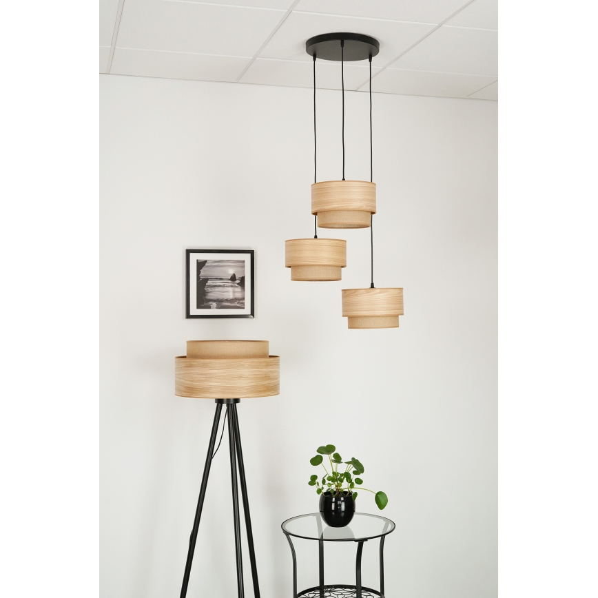 Brilagi - Lustre suspenso em cabo MONTANA BOHO 3xE27/15W/230V castanho/preto