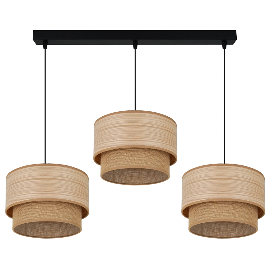 Brilagi - Lustre suspenso em cabo MONTANA BOHO 3xE27/15W/230V castanho/preto
