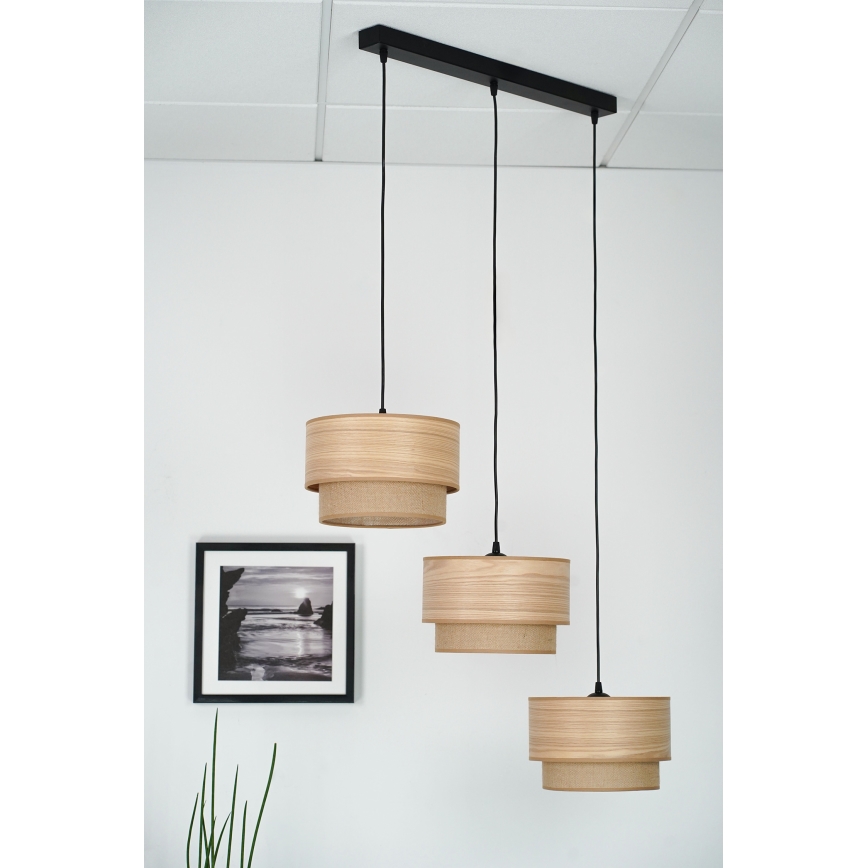Brilagi - Lustre suspenso em cabo MONTANA BOHO 3xE27/15W/230V castanho/preto
