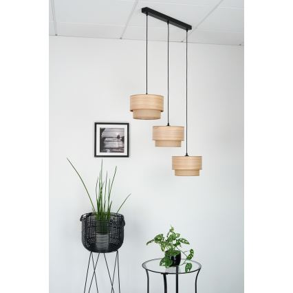 Brilagi - Lustre suspenso em cabo MONTANA BOHO 3xE27/15W/230V castanho/preto