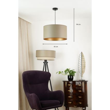 Brilagi - Candeeiro suspenso em cabo OREGON ROLLER VEGE 1xE27/15W/230V diâmetro 45 cm cinza