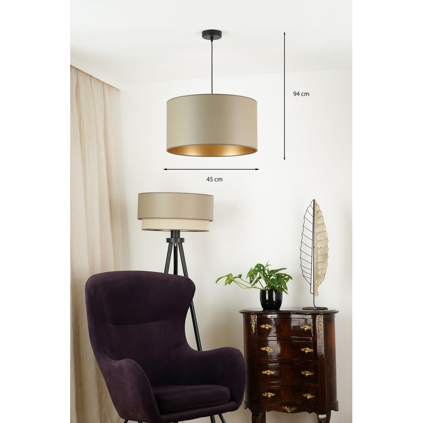 Brilagi - Candeeiro suspenso em cabo OREGON ROLLER VEGE 1xE27/15W/230V diâmetro 45 cm cinza