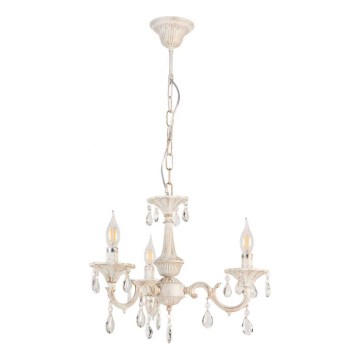 Brilagi - Lustre CLASSIC com corrente 3xE14/10W/230V creme/pátina