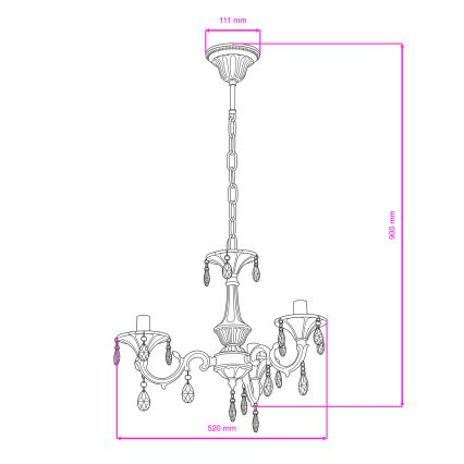 BRILAGI - Lustre CLASSIC com corrente 3xE14/10W/230V creme/pátina