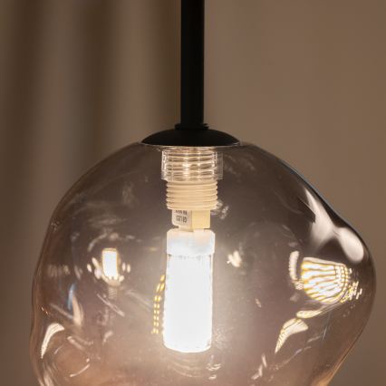 BRILAGI - Lustre com cabo VULCANO 1xG9/8W/230V Ø 15 cm preto/vidro fumado
