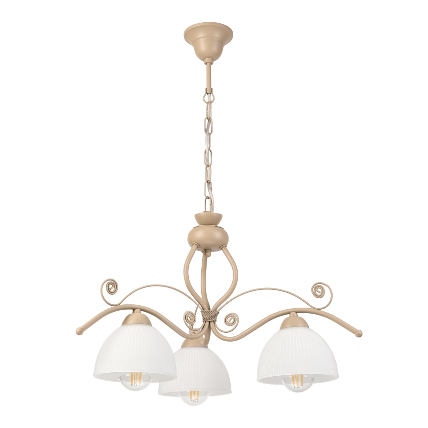 Brilagi - Lustre com corrente ANTICO MODERN 3xE27/60W/230V bege