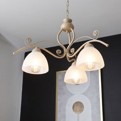 Brilagi - Lustre com corrente ANTICO MODERN 3xE27/60W/230V bege