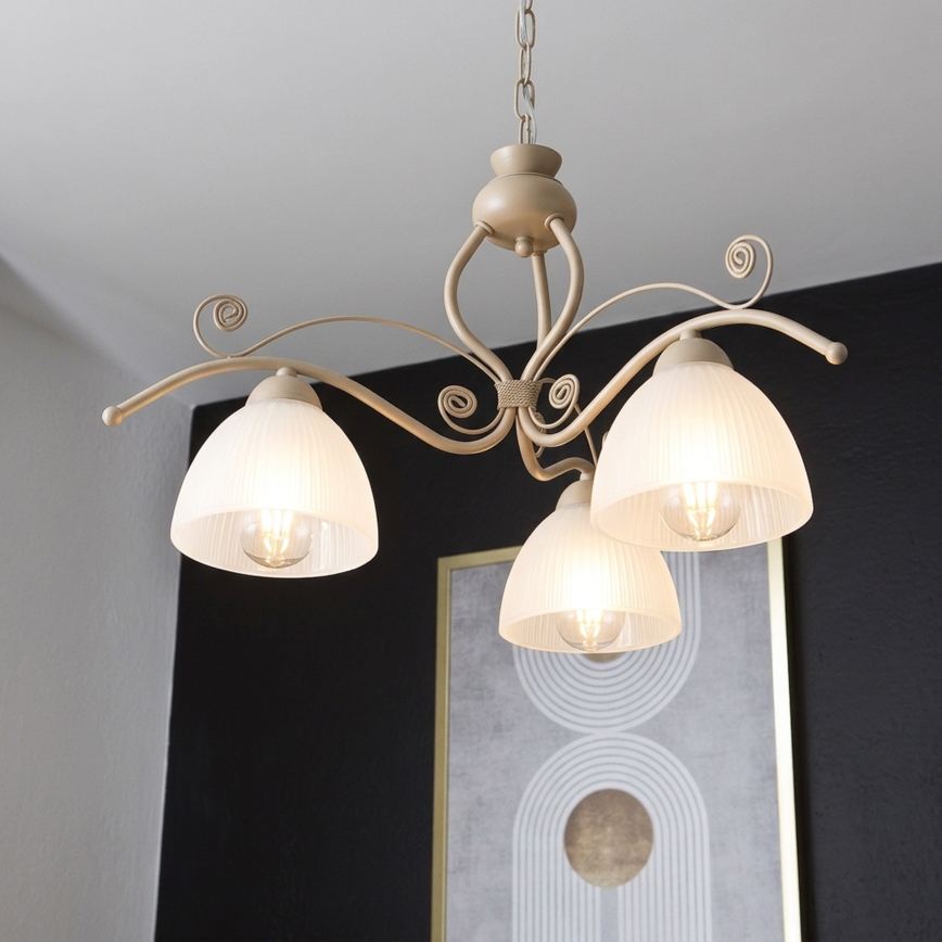 Brilagi - Lustre com corrente ANTICO MODERN 3xE27/60W/230V bege