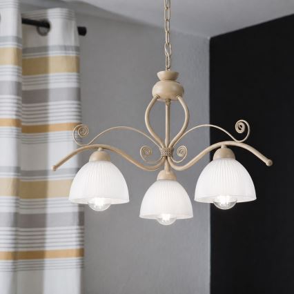 Brilagi - Lustre com corrente ANTICO MODERN 3xE27/60W/230V bege