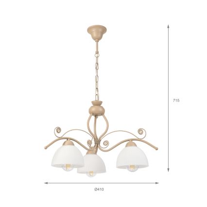 Brilagi - Lustre com corrente ANTICO MODERN 3xE27/60W/230V bege