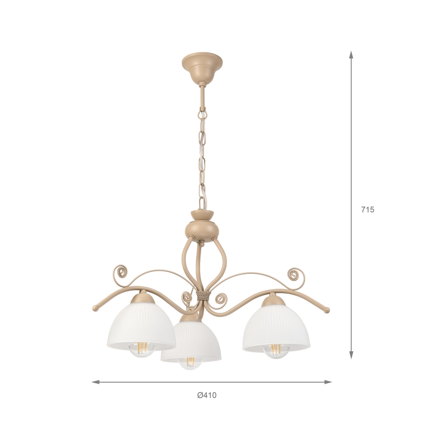 Brilagi - Lustre com corrente ANTICO MODERN 3xE27/60W/230V bege