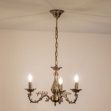 BRILAGI - Lustre com corrente CLASSIC 3xE14/10W/230V latão