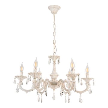 Brilagi - Lustre com corrente CLASSIC 6xE14/10W/230V creme/patina