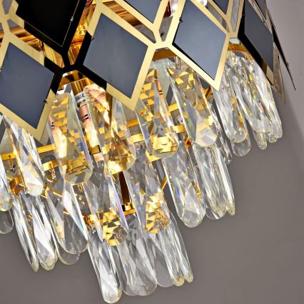 Brilagi - Lustre com corrente CRISTAL 5xE14/40W/230V Ø 38 cm dourado/preto