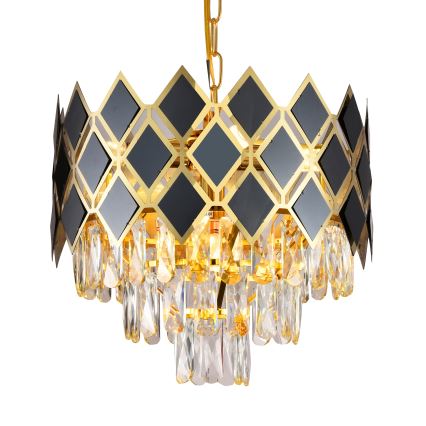 Brilagi - Lustre com corrente CRISTAL 5xE14/40W/230V Ø 38 cm dourado/preto