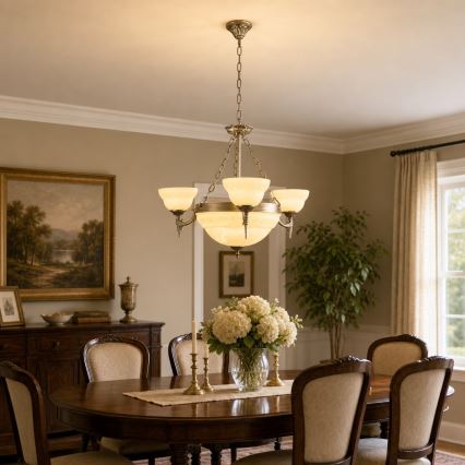 BRILAGI - Lustre com corrente DAHLIA 6xE27/40W/230V diâmetro 74 cm latão