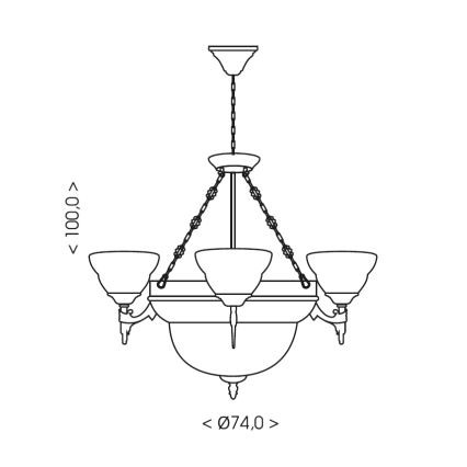 Brilagi - Lustre com corrente DAHLIA 6xE27/40W/230V diâmetro 74 cm latão