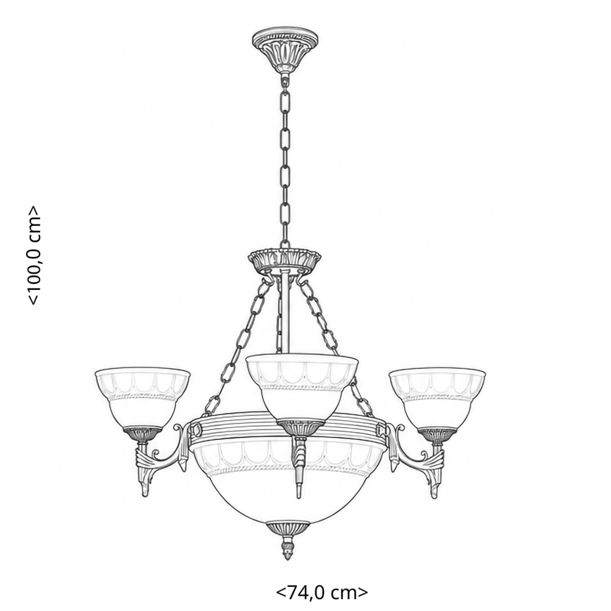 BRILAGI - Lustre com corrente DAHLIA 6xE27/40W/230V diâmetro 74 cm latão