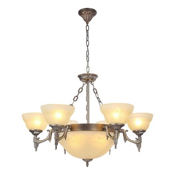 Brilagi - Lustre com corrente DAHLIA 9xE27/40W/230V Ø 74 cm, latão