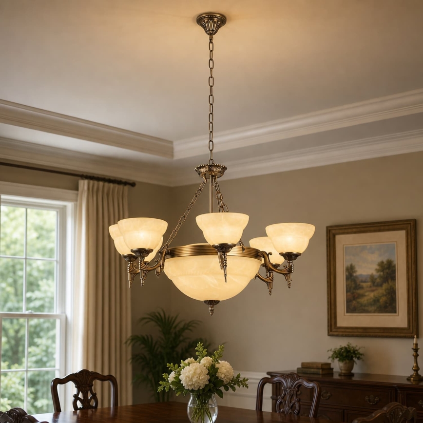 BRILAGI - Lustre com corrente DAHLIA 9xE27/40W/230V Ø 74 cm, latão