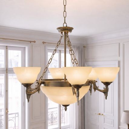 BRILAGI - Lustre com corrente DAHLIA 9xE27/40W/230V Ø 74 cm, latão