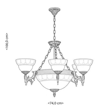 BRILAGI - Lustre com corrente DAHLIA 9xE27/40W/230V Ø 74 cm, latão