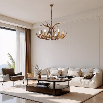 Brilagi - Lustre com corrente DEER 6xE14/10W/230V Ø 80 cm em formato de galhadas