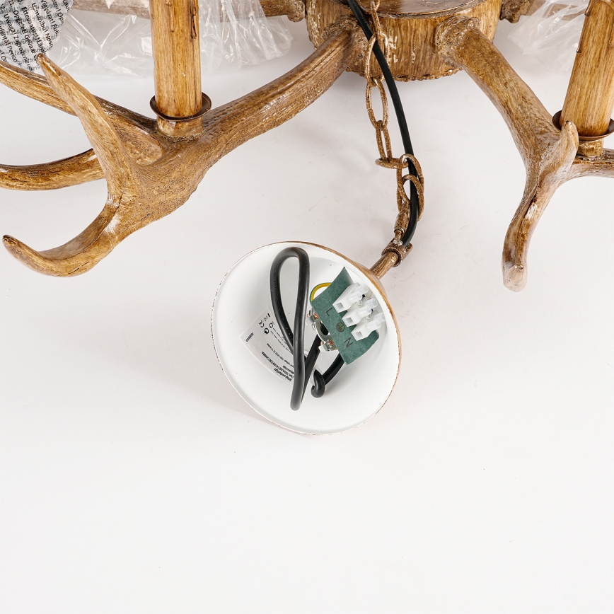 Brilagi - Lustre com corrente DEER 6xE14/10W/230V Ø 80 cm em formato de galhadas