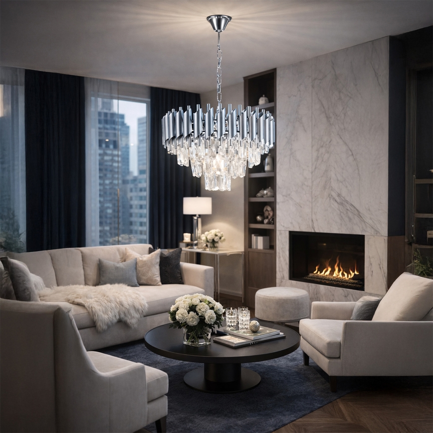 Brilagi - Lustre com corrente ECLIPSE 5xE14/10W/230V, diâmetro 38 cm, prateado