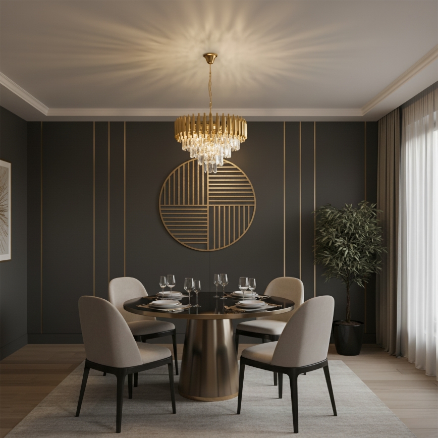 Brilagi - Lustre com corrente ECLIPSE 7xE14/10W/230V diâmetro 48 cm dourado