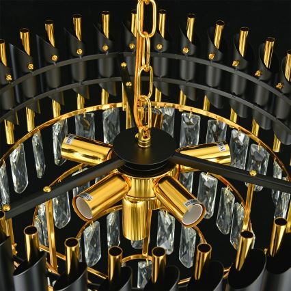 Brilagi - Lustre com corrente ECLIPSE 7xE14/10W/230V Ø 48 cm preto/dourado