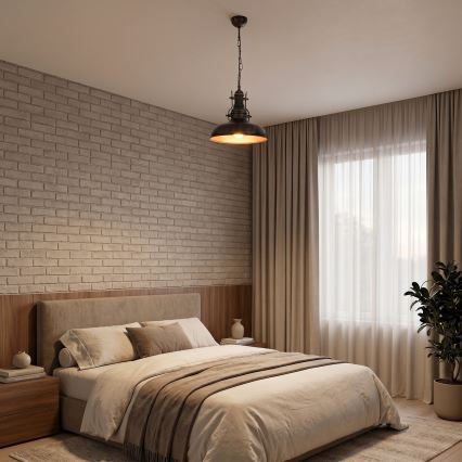 Brilagi - Lustre com corrente PYRONIC 1xE27/40W/230V Ø 32 cm bronze/pátina