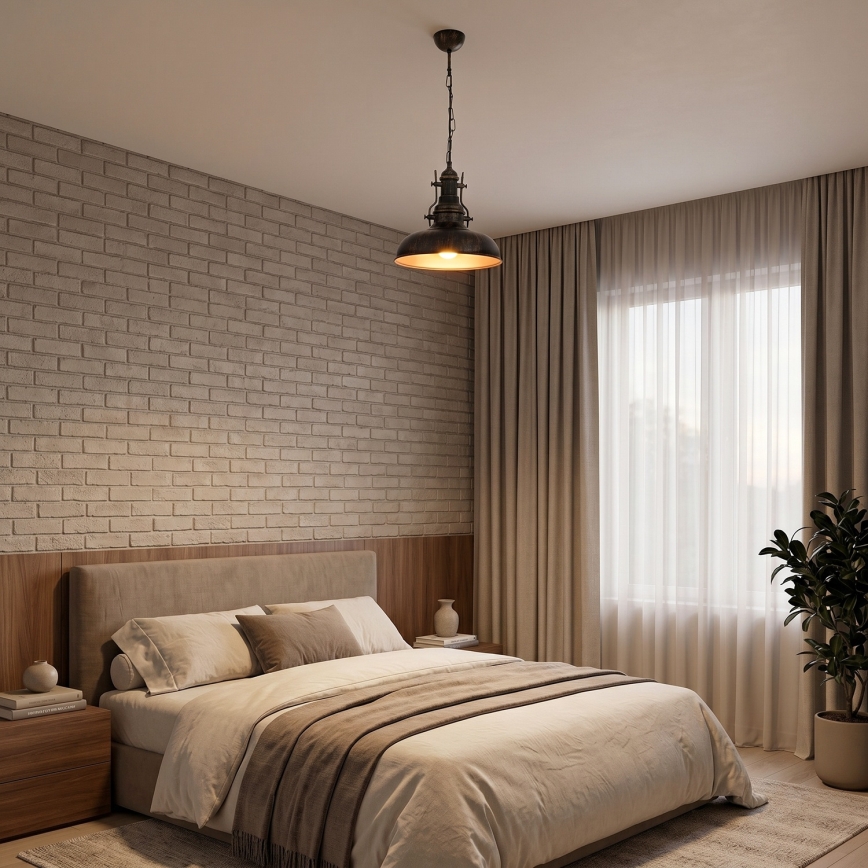 Brilagi - Lustre com corrente PYRONIC 1xE27/40W/230V Ø 32 cm bronze/pátina